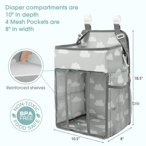 Maliton Hanging Diaper Caddy Organizer - Diaper Stacker for Changing Table, Crib, Playard or Wall & Nursery Organization Baby Shower Gifts for New...