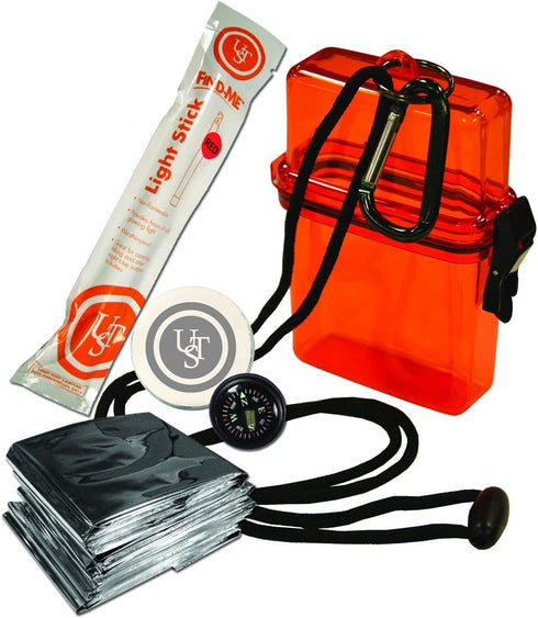 UST Watertight Survival Kit 1.0 with Durable, Lightweight Construction, Survival Blanket and Emergency Tools while Camping, Hiking and Outdoor Sur...