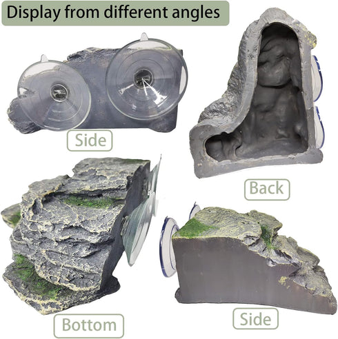 PINVNBY Turtle Basking Platform, Reptile Climbing Shale Resin Ledge Stone, Aquarium Ornament Rock Landscaping Decoration with Suction Cups for Fro...