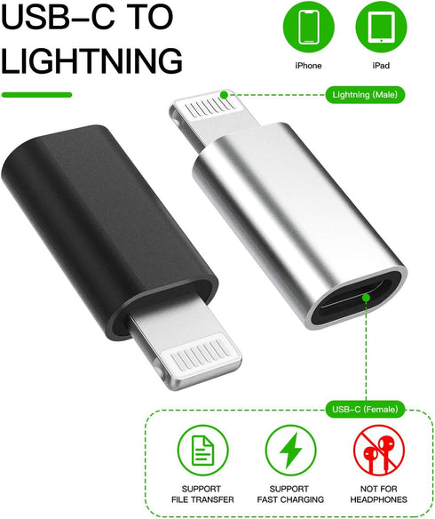 3Pack,USB-C Female to Lightning Male Adapter,Lightning to USB C Adapter,Type C Cable Charger Adaptor for Apple iPhone 12 11 Mini PRO MAX XS XR X S...