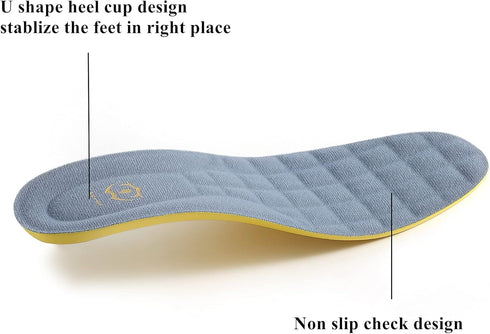 Full Length Memory Foam Shoes Insert with Arch Support - Premium Cushioning Orthopedic Shoe Insoles for Heel Pain & Plantar Fasciitis Running Hiki...