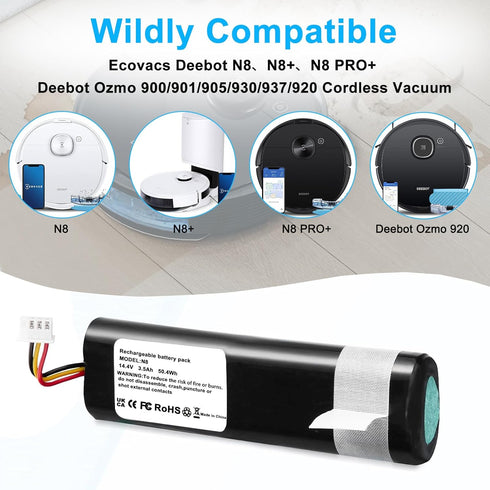 14.4V 3.5Ah Compatible with Ecovacs Deebot N8,deebot ozmo 905 920 930 937 Series Robotic Vacuum Cleaners Replacement Battery Pack...