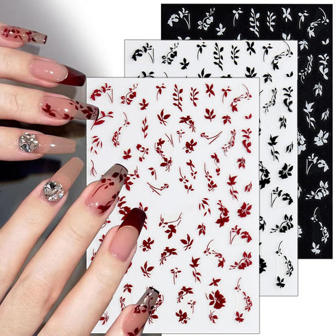 3D Nail Stickers Plant Leaf Nail Art Stickers for Nail Designs Retro Botanical Leaves Flower Nail Decals for Nail Art Supplies Foliage Nail Sticke...