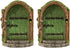 2Pcs Green Fairy Door Wooden Miniature Fairy Garden Doors Outdoor Mini Fairy Gnome House Accessories for Tree Trunk Ornaments Garden Miniatures, G...