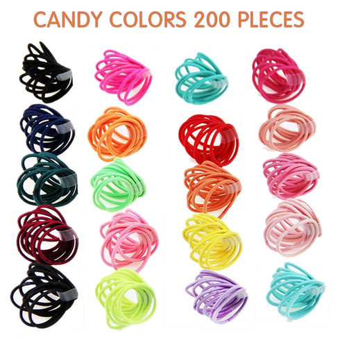 200PCS Elastic Hair Ties, No Crease Hair Small Ponytail Holders for Kids Girls Baby Toddler, Multicolor, Hair Accessories...