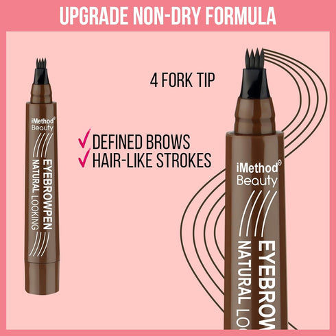 iMethod Microblading Eyebrow Pen - Eyebrow Pencil Magical Upgraded Eye Brow Pencils for Women with 4 Fork Tip & Spoolie Brush for Natural-Looking ...