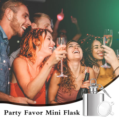 10 Pcs Mini Keychain Flask Bulk 1oz Stainless Steel Hip Flask Pocket Hidden Flask for Men Women Groomsmen Gifts with 10 Plastic Funnels(Silver)...