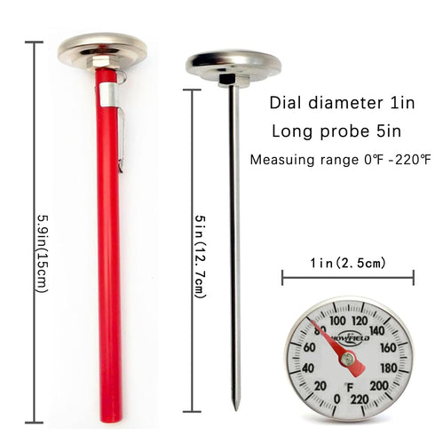 Instant Read Pocket Milk Frothing Meat Food Grill BBQ Cooking Kitchen Probe Thermometer, Stainless Steel 1 Inch Dial Pocket Portable Thermometer(5...