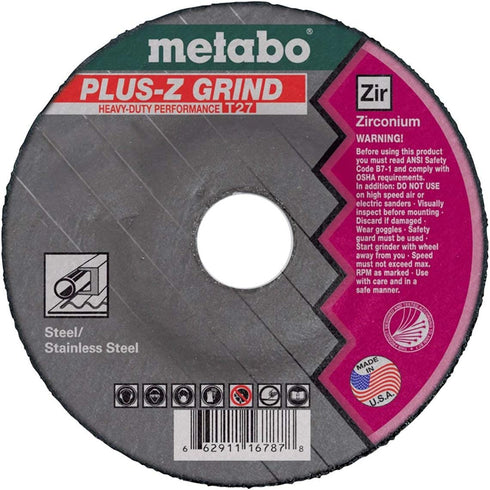 Metabo 4-1/2-inch Plus-Z Grinding Wheel | Type 27 | 4.5" x 1/4" x 7/8" | ZA24T | Zirconia Alumina | Super Performance | Improved Performance in St...