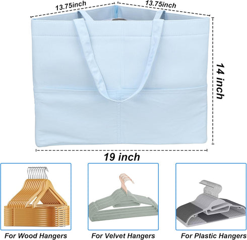 Clothes Hanger Organizer Bag with Handle: Hanger Storage Triangle Bag for Adult Hanger Space Saving - Wooden Hanger Holder - Hanger Stacker for Cl...