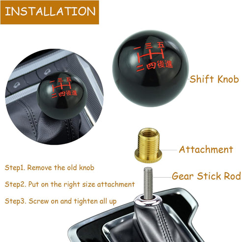 Car Shift Handle Knob 5 Speed Gear Lever Shifter Resin Ball Stick Head for Most Manual Automotive Vehicles (Black 2)...