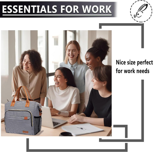 TuErCao Lunch Bag Women Insulated Lunch Box for Work Leakproof Soft Cooler for Picnic Travel Road Trips, Loncheras para Mujer Adult, Stripes...