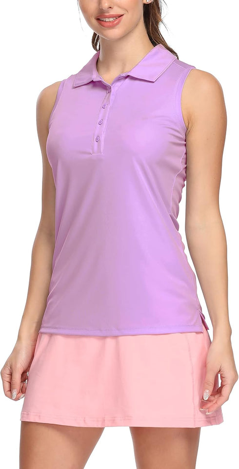 LastFor1 Women's Polo Sleeveless Shirts UPF 50+ Quick Dry Golf Tennis Athletic Tank Tops Outdoor Sports Purple M...