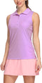 LastFor1 Women's Polo Sleeveless Shirts UPF 50+ Quick Dry Golf Tennis Athletic Tank Tops Outdoor Sports Purple M...