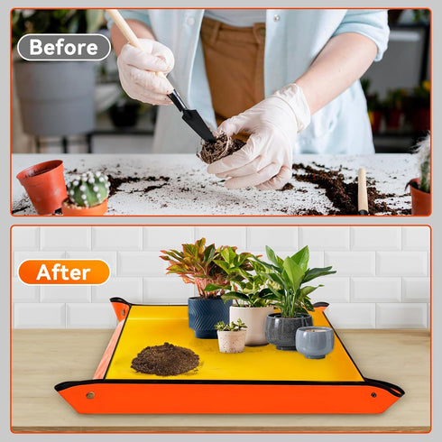 Plant Repotting Mat,Square Succulent Gardening Mat Waterproof Transplanting Mat for Indoor, Thickened Foldable Soil Change Mat and Potting Soil Me...