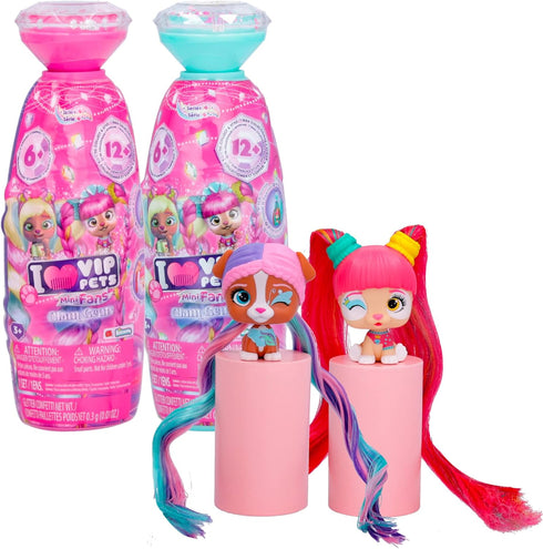VIP Pets Mini Fans Glam Gems 2 Pack- includes VIP Pets and 6 Surprise Accessories| Kids Age 3+...