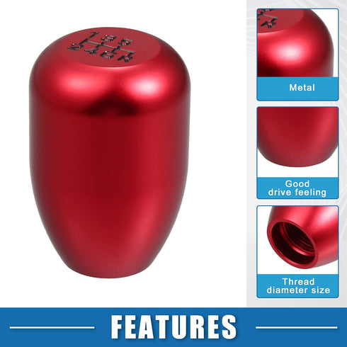 6 Speed Manual Shift Knob Car Shifter Stick Gear Knobs Aluminum AlloyShifting Lever with 8mm 10mm 12mm Adapters Red...
