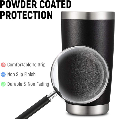 COMOOO 20oz Tumbler Stainless Steel Insulated Travel Mug Vacuum Double Wall Coffee Cup for Hot Beverage and Cold Drinks,Home and Outdoor?Black, 1 ...