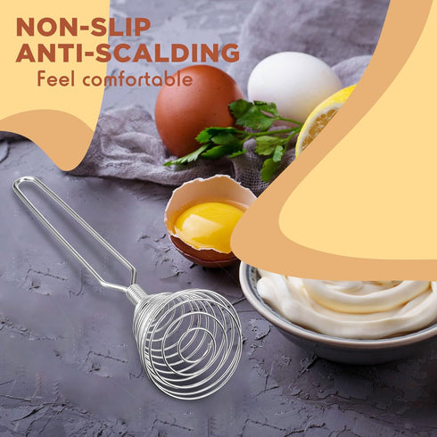 4 Pieces Stainless Steel Spring Whisk, 8.46 Inches Egg Whisk Hand Push Whisk Blender French Style Whisk Wire Whisk for Egg Beater Kitchen Utensil ...