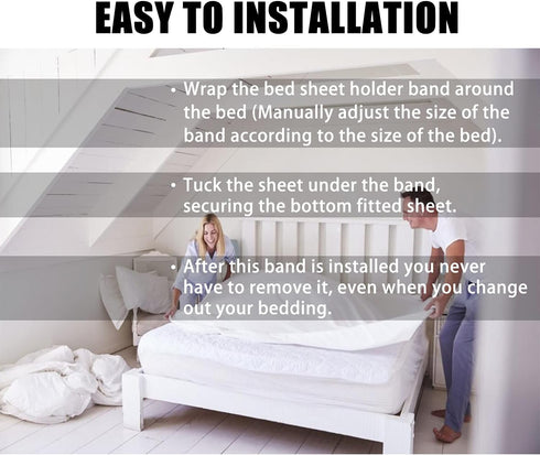 Upgrade Bed Sheet Holder Band, Adjustable Elastic Fitted Sheet Fasteners, Keep Sheets Tight and Fitted Bottom Sheet Cover Strap, Suitable for All ...