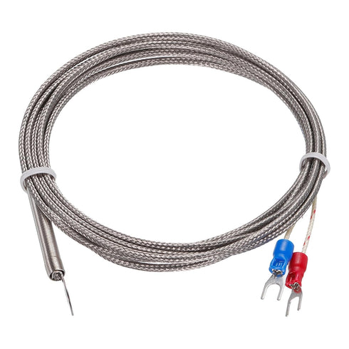 MECCANIXITY K Type Thermocouple Temperature Sensor PT100 6mm Ring High Temperature Probe 6.6ft Wire 0 to 600°C(32 to 1112°F) Stainless Steel...