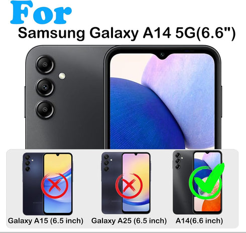 for Samsung Galaxy A14 5G Case with Belt Clip Holster,Built-in Screen Protector,Heavy Duty Shockproof Drop Protection Military Grade Durable Phone...