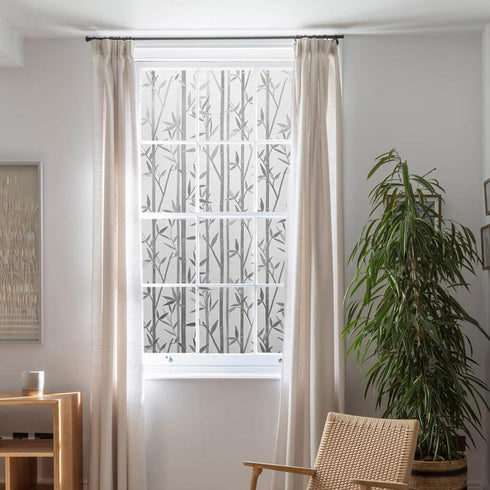 LEMON CLOUD Bamboo Window Film - Stained Glass Film Frosted Privacy Decal - Decorative Window Cling No Glue Removable Stickers (23.6 x 78.7 Inch)...