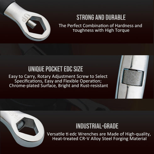 Lichamp Universal Wrench EDC Pocket Wrench Multi 23 Sizes from 1/4 to 3/4 inch and 7mm to 19mm...