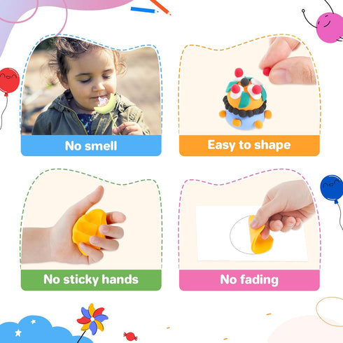 Air Dry Clay 26 Corlors, Modeling Clay for Kids, DIY Soft Magic Clay, Non-Sticky, Molding Clay with Sculpting Tools and Play Cards, Arts and Craft...