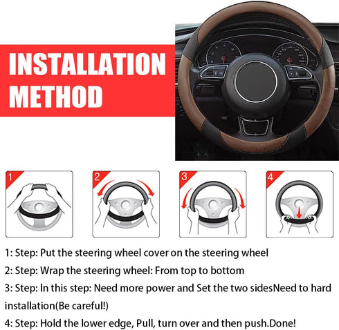 Car Steering Wheel Cover, Microfiber Leather Steering Wheel Protector, Non-Slip & Breathable for Men and Women, 15 Inch Car Accessories for Car Au...