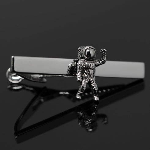 Antique Silver Tone Astronaut Tie Clip Space Pilot Tie Clip With Box...
