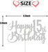 Paroke & Bubble Silver Glitter Happy 15th Birthday Cake Topper - 15th Birthday Cake Topper, 15th Birthday Party Decoration...