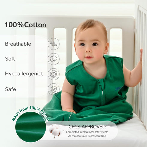 JELLYMONI Baby Sleep Sack 0-6 Months 100% Cotton Wearable Blanket, 0.5 TOG Soft Lightweight Toddler Sleeping Sack 3 Pack 2-Way Zipper Newborn Slee...