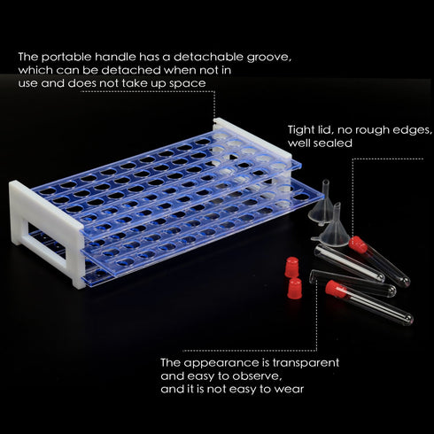 Test Tubes with Rack,50 Pack Clear Plastic Test Tubes13x78mm - with Secure Caps & Durable Holder Rack, Ideal for Scientific Experiments, Candy Bea...