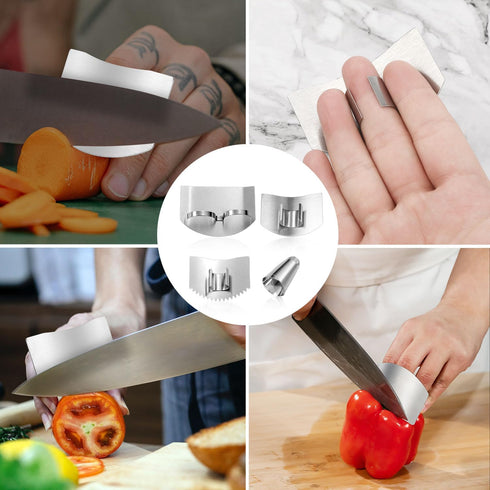 4pcs Stainless Steel Finger Guards for Cutting, Kitchen Chopping Finger Protector Nail Finger Cutting Shield Hand Protector Tool for Slicing Dicin...