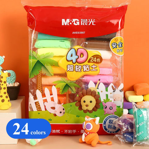 M&G 24 Colors Modeling Clay Kit with 3 Sculpting Tools, Magic Foam Clay for Kids and Adults, DIY Molding Clay Gift for Boys and Girl...