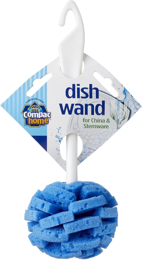 Dish Wand China Scrubbing Sponge by Compac Home, Cleans Dishes and Glassware Effectively, Unique Round Ball Shape for All-Around Cleaning, Flexibl...