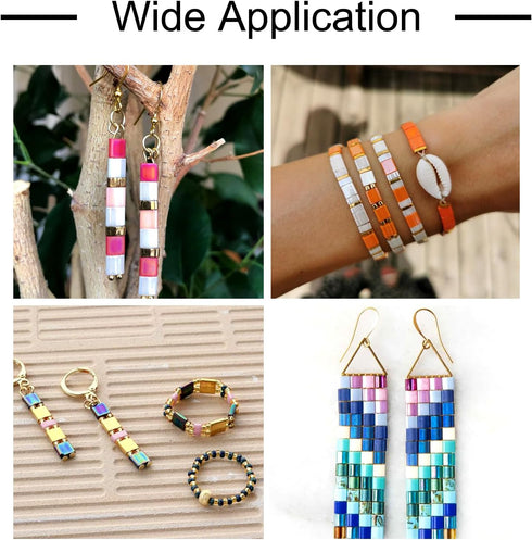 Craftdady 260Pcs 2 Hole Glass Seed Beads 5mm Pastel Tila Beads Crystal Glass Tile Beads Square Waist Beads Kit for Crafts DIY Multi-Strand Bracele...