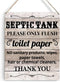 Farmhouse Bathroom Signs Wall Decor Rustic Septic Tank Please Only Flush Toilet Paper Thank you Wood Plaque Wooden Hanging Sign Decoration for Hom...