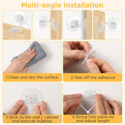 50PCS No Drill Adhesive Furniture Anchors, Round Anti Tip Furniture Anchors for Baby Proofing,Furniture Wall Anchor Earthquake Straps for Furnitur...