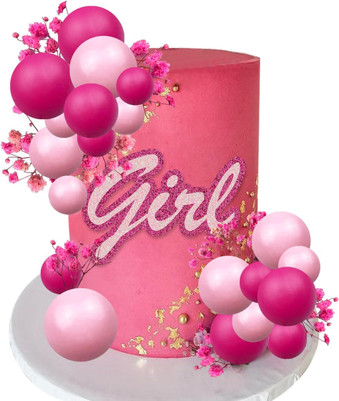 22 PCS Hot Pink Girl Cake Toppers Girl Theme Cake Decoration for Wedding Birthday Baby Shower Party Decoration Supplies...