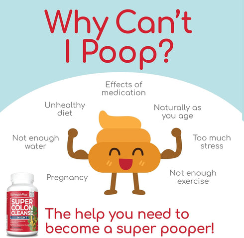 Health Plus Super Colon Cleanse Night Formula Digestive Support | Constipation Relief to Reduce Bloating with Probiotics and Valerian Root for Sle...