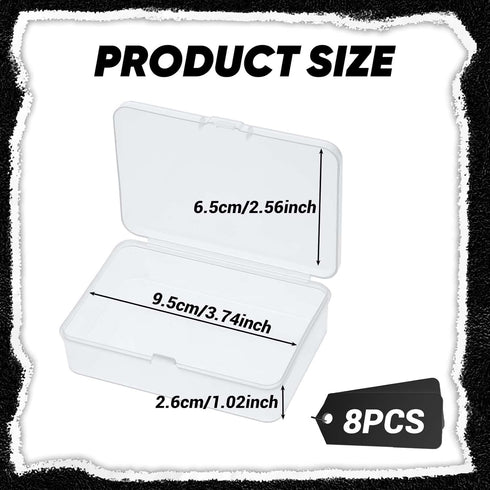 Small Plastic Boxes with Hinged Lids 8 PCS Mini Storage Containers Box with Lid 3.7 x 2.6 Inches Clear Rectangle Box for Collecting Items Lash Sti...
