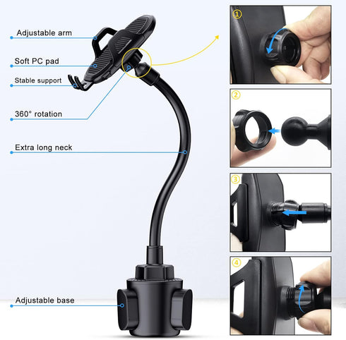Lopnord Car Phone Holder Mount Cup Holder, Phone Mount for Car Compatible with iPhone 15 14 Pro Max/Samsung Galaxy S24 S23 S22 Ultra, Cell Phone H...