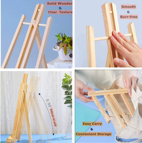 11 inch Wooden Easel Stand, Multipurpose Tabletop Holder for Painting Canvases, 2Pack Portable Photo Art Ware Tablet Computer Advertising Board Di...