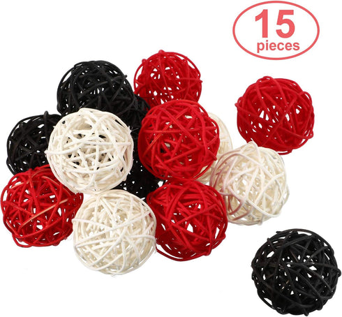 Yaomiao 15 Pieces Wicker Rattan Balls Decorative Orbs Vase Fillers for Craft, Party, Wedding Table Decoration, Aromatherapy Accessories, 1.8 Inch ...