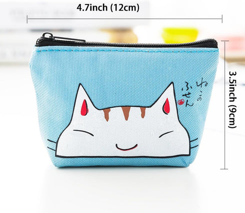 Oyachic 4 Packs Cute Coin Purse Cat Change Pouch Vintage Canvas Zipper Wallets Women Clutch Mini Bag Christmas Birthday Bag Clasp Closure...