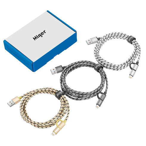 Multi Charging Cable 6.5Ft/2M MFi Certified 2Pack USB A to Lightning/Micro USB Cables 2 in 1 Nylon Braided Charge and Sync Charger Cord for iPhone...