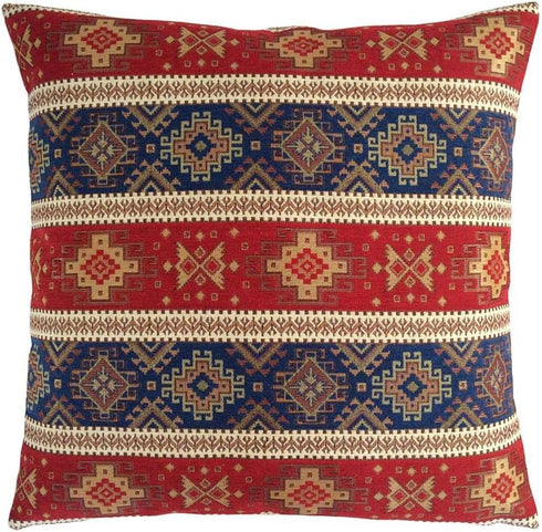 Decorative Large Throw Pillow Covers Red and Blue - 22 x 22 Inches Outdoor Pillows for Patio, Boho Room Decor for Couch, Bohemian Case for Farmhou...