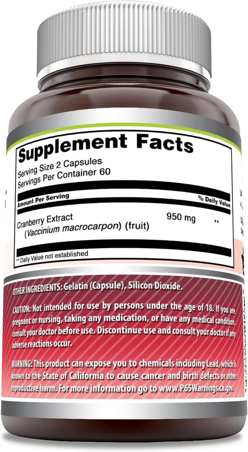 Amazing Formulas Cranberry Extract | 950 Mg Per Serving | 120 Capsules Supplement | Non-GMO, Gluten Free, Made in USA...